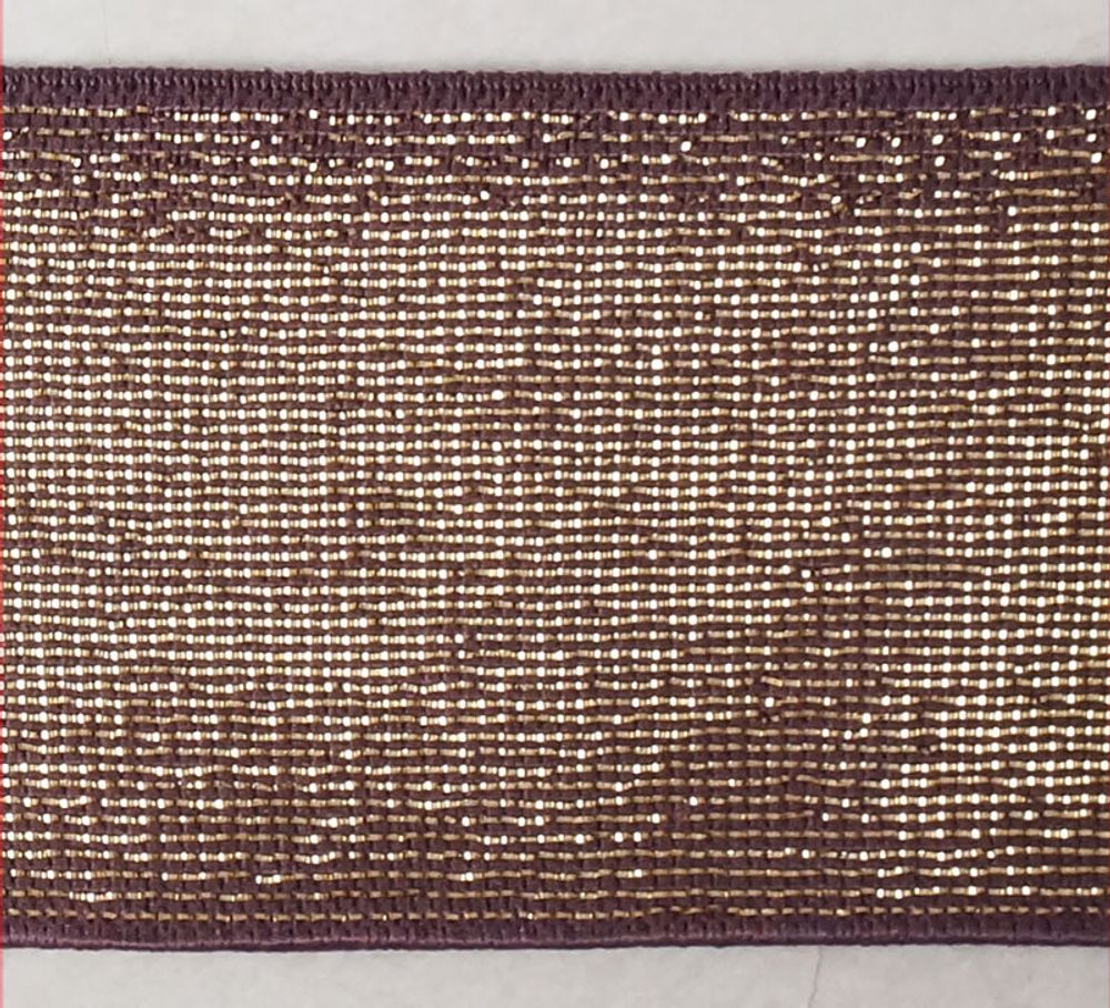 Резинка-пояс (поясная) с люрексом 40 мм, 25 м, сиреневый с золотом, Matsa