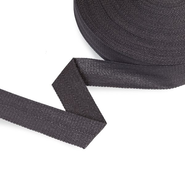 Тесьма (лента) киперная п/э с люрексом 30 мм / 50 метров, т.серый-серебристый/dark grey-silver, Gamma TPTL-30