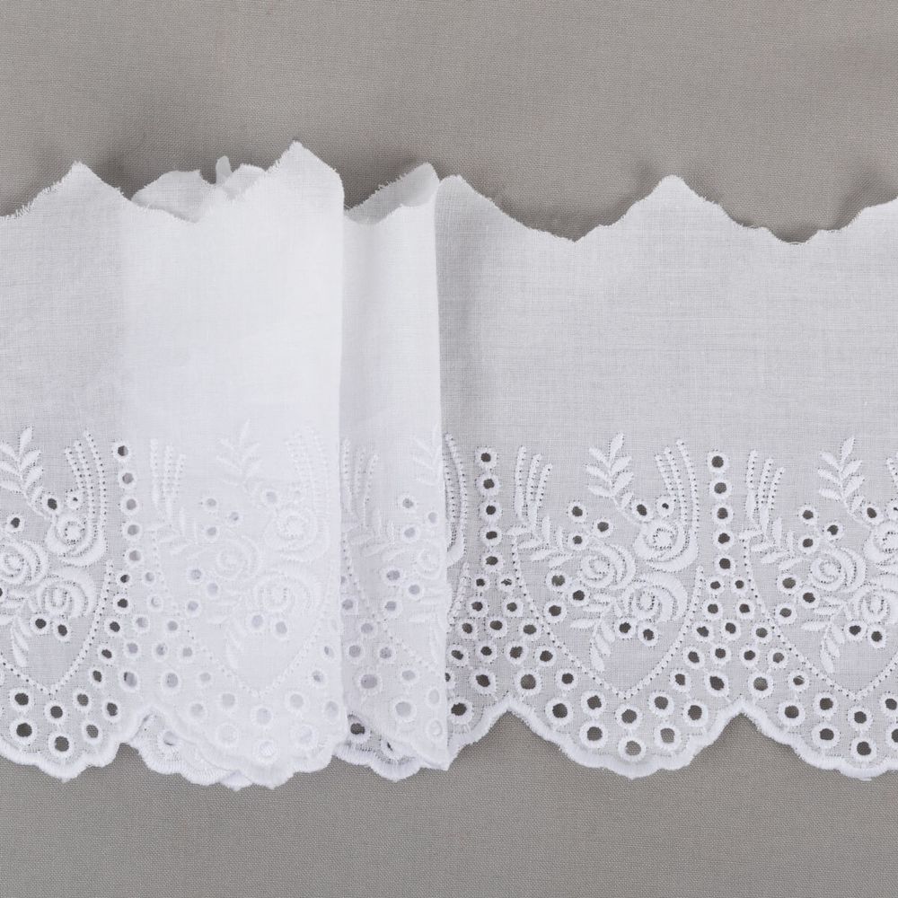 Кружево шитьё широкое 110 мм / 10 м, белый, Gamma GYEM-11003