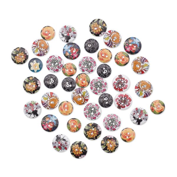 Украшения декоративные пуговицы деревянные Цветы №6, 15-18 мм, 100 шт