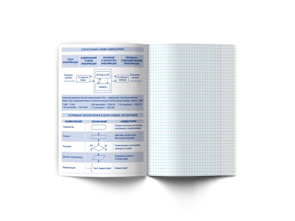 Тетрадь со справочным материалом Без фильтров, A5+ 48 л. на скобе 60 г/м², белизна 90%, 10 шт, клетка, 00849 Информатика, Светоч 48Т1