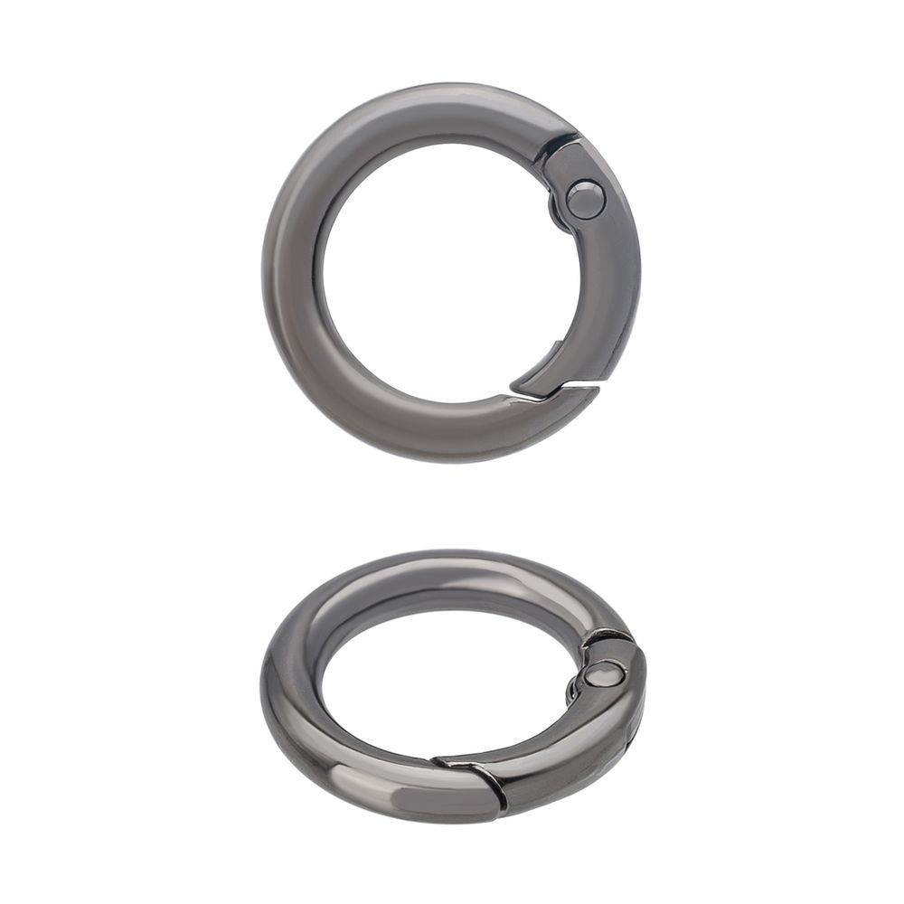 Карабин металл кольцо ⌀15 мм (25х25 мм), черный никель, 10 шт