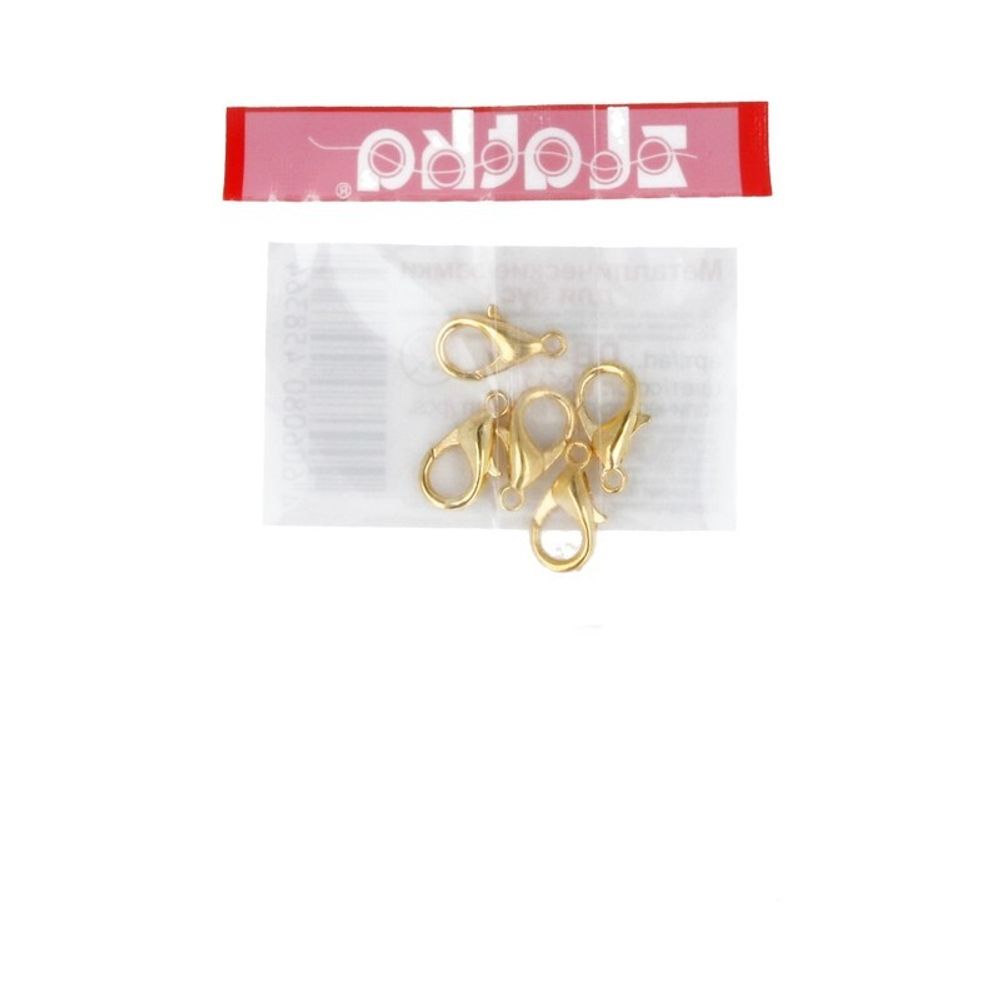 Замок для бус карабин 14 мм, 5 шт, №01 золото, Zlatka DB-02/5