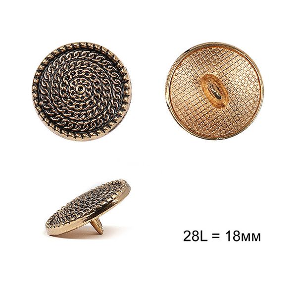 Пуговицы на ножке металл С-ME342, цв.золото 28L-18мм, 12 шт