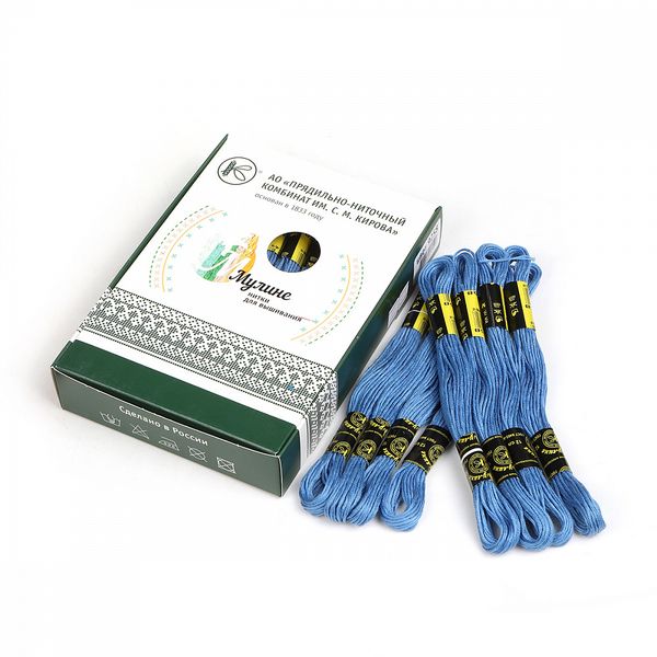 Мулине ПНК им.Кирова цв.9258 т.голубой, 24 мотка по 8 метров