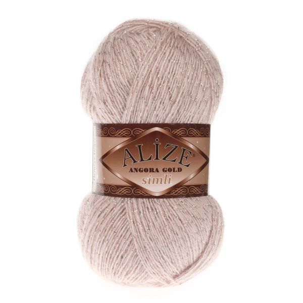 Пряжа Alize (Ализе) Angora Gold Simli / уп.5 мот. по 100 г, 500м, 506 молочно-бежевый A