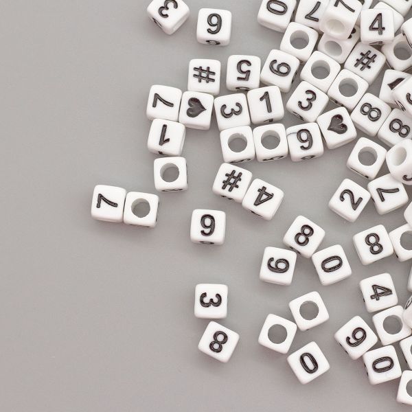 Бусины пластик набор с цифрами 6х6 мм, 150 шт/упак, Astra&Craft
