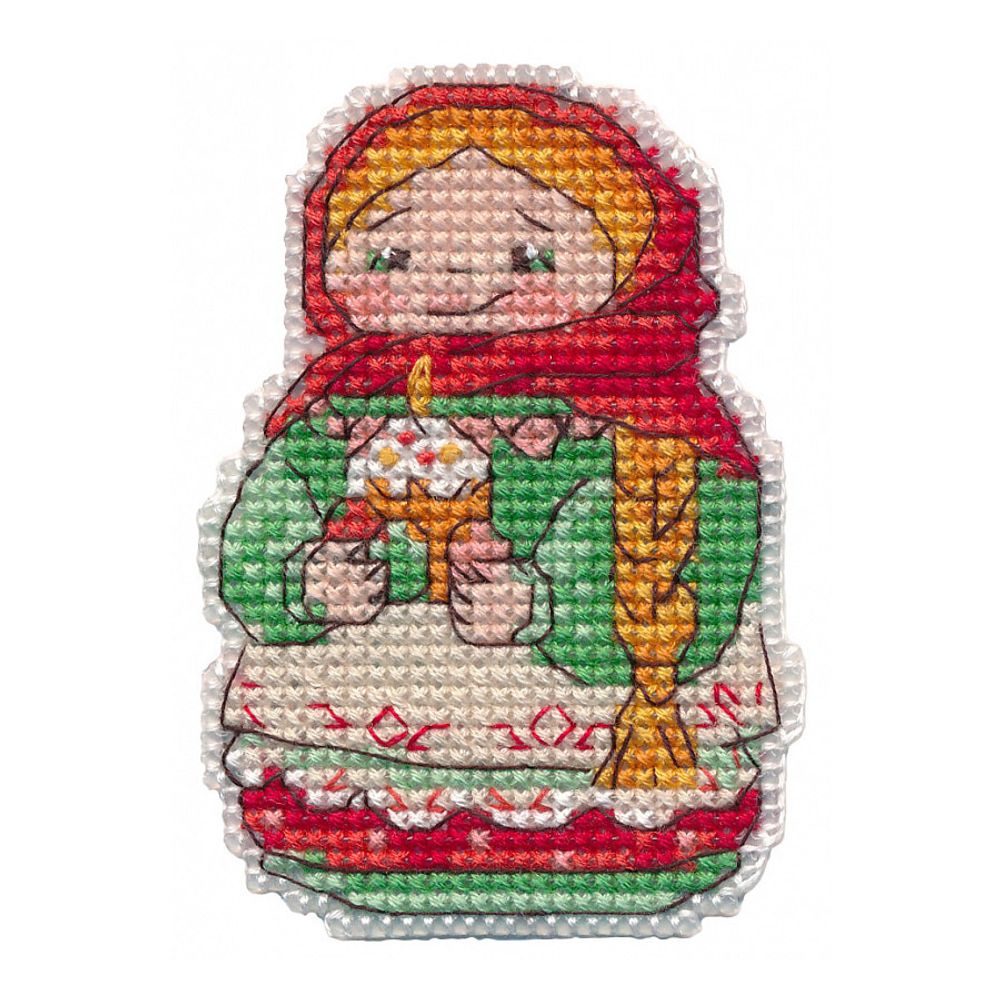 Набор для вышивания нитками Овен, Магнит. Пасхальные радости 5,2х7,2 см