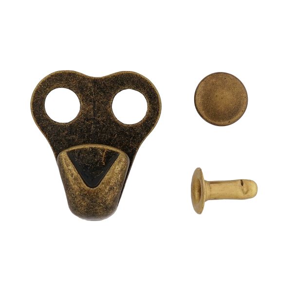 Крючки обувные 20х17 мм, 2 крепления, латунь, 20 шт