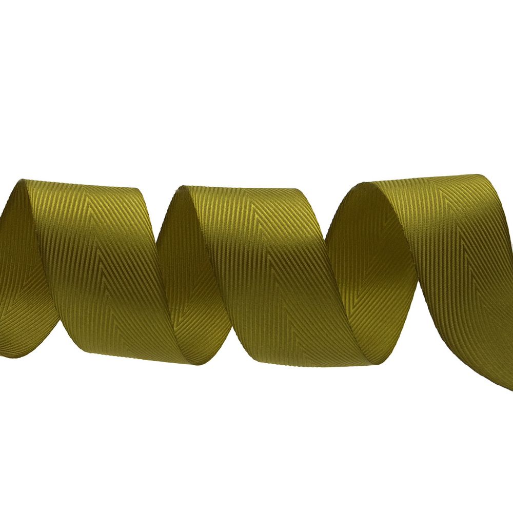 Лента декоративная ёлочка 40.0 мм / 20±1 метров, 73 желто-зеленый