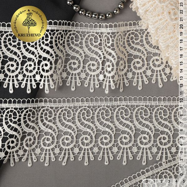 Кружево гипюр (плетёное) 91 мм / 13.71 метров, TBY.8G8328, цв.F102 молочный