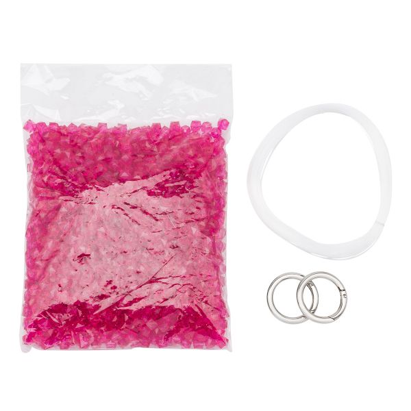 Набор для плетения сумки из акрил. бусин в цвете, граненый куб, 10мм, Astra&Craft (606 фуксия)