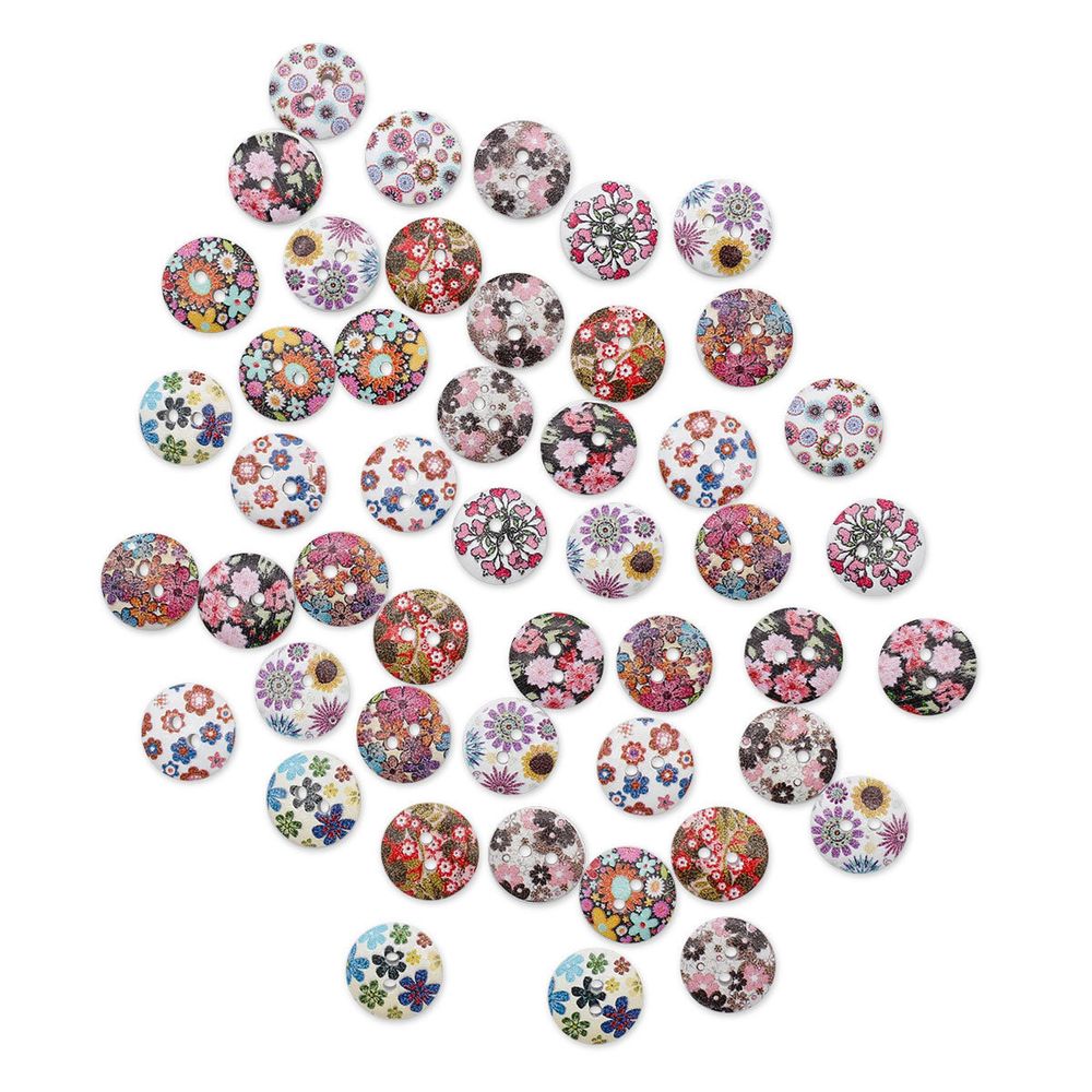 Украшения декоративные пуговицы деревянные Цветочки-лепесточки №13, 15 мм, 100 шт
