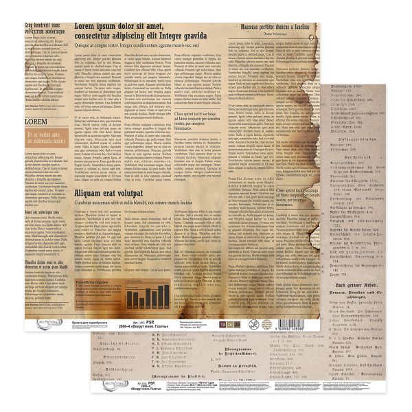 Бумага для скрапбукинга Вокруг меня. Газеты 190 г/м², 30.5х30.5 см, 10 шт, 4, Mr.Painter PSR 2606