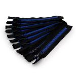 Молния трактор Т8 (8 мм) 1 зам., н/раз., 18 см, декор. звено Алфавит, черный / 340 синий, 10 шт