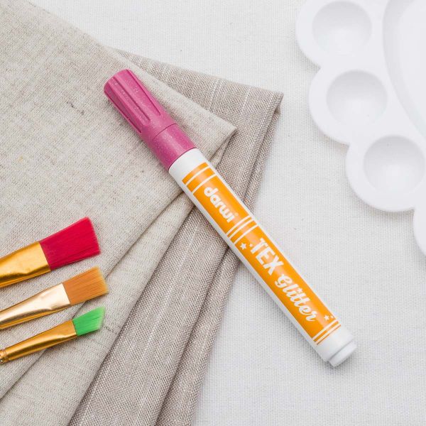 Маркер для ткани Darwi TEX Glitter, 2мм (с блестками) (475 розовый), DA0140013