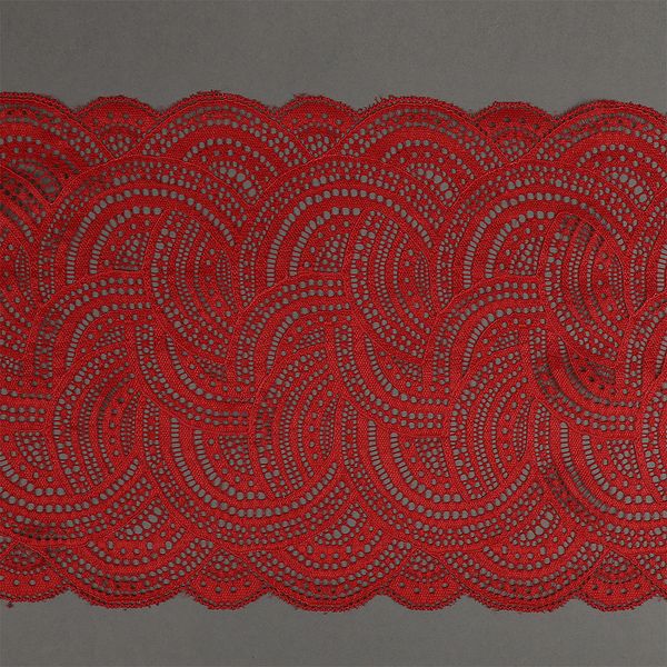 Кружево бельевое эластичное 210 мм / 10 м, цв.SD163 красный, Kruzhevo