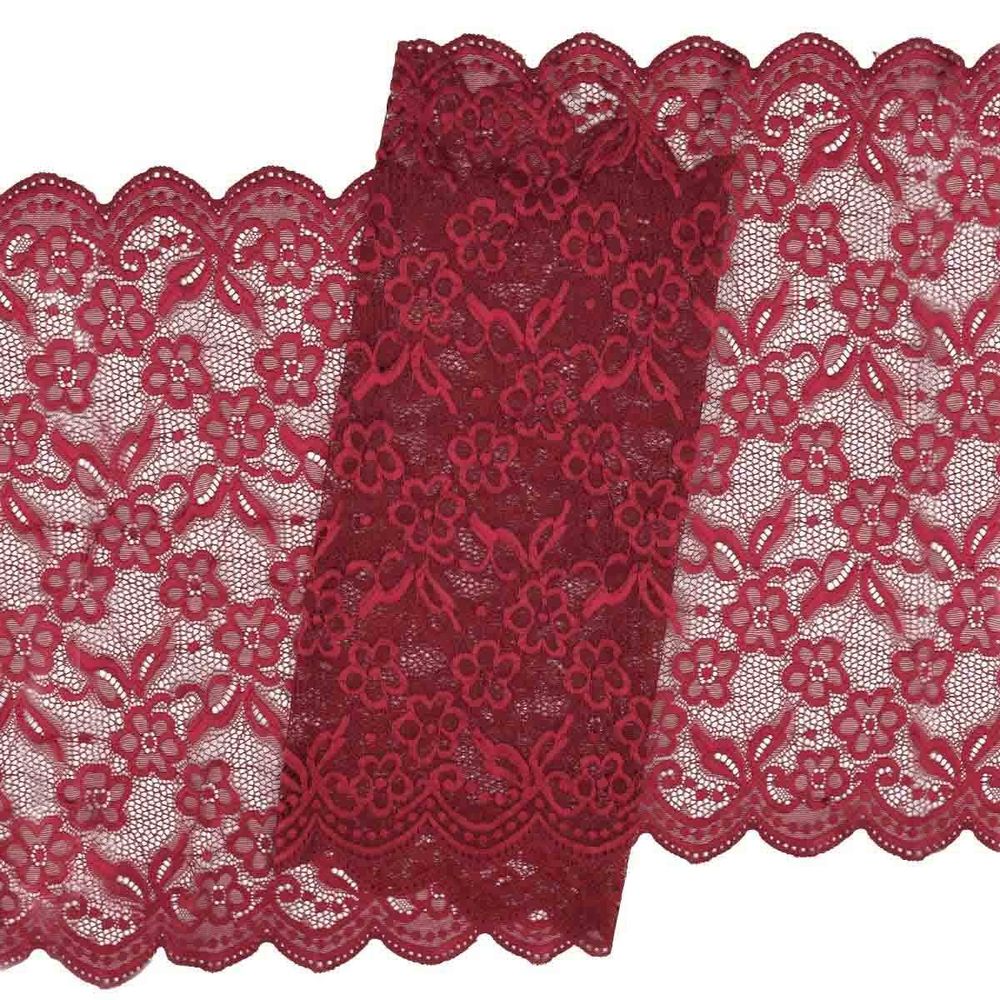 Кружево бельевое эластичное 400 мм / 13.72 м, цв. C520 т.красный