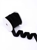 Лента бархатная (тесьма) 25.0 мм / 22.86±1 метров, арт.25VR03 нейлон цв.черный