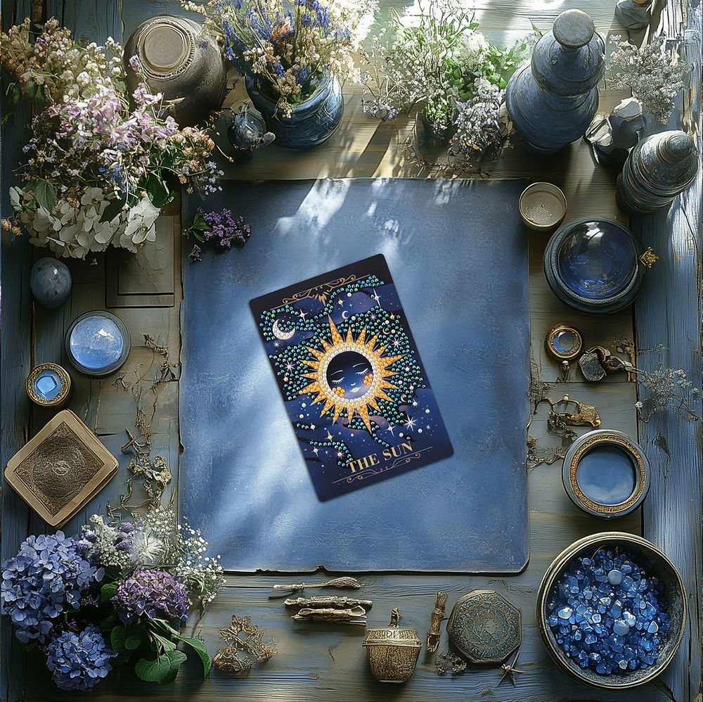 Алмазная (кристальная) мозаика Фрея ALVM-113, магнит Таро. Солнце, 10х15 см