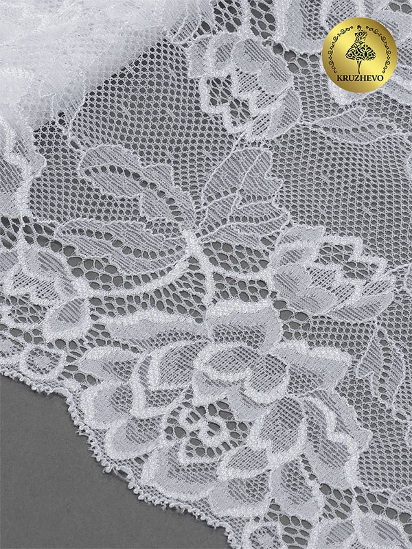 Кружево бельевое эластичное 180 мм / 3 метра, TBY.L838, цв.01 белый, Kruzhevo