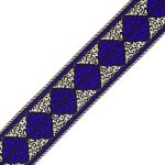 Лента (тесьма) жаккардовая 33.0 мм / 7 метров, василек/серебро, (11824)