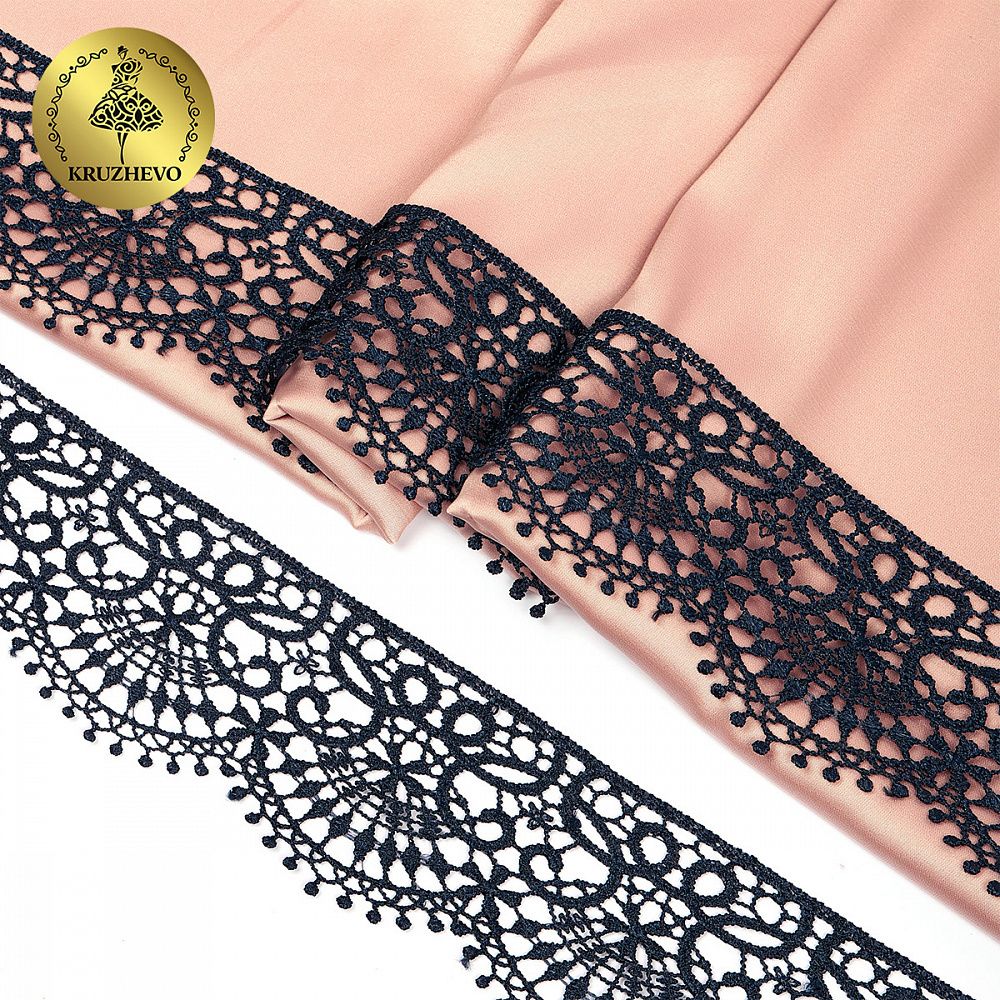 Кружево гипюр (плетёное) 60 мм, 2502 цв.B4815 т.синий уп.13.7м, Kruzhevo