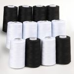 Нитки швейные Max 40/2, 4570 м (5000 ярд), черные, белые / 12 бобин