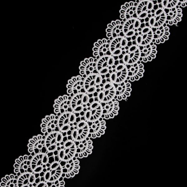 Кружево гипюр (плетёное) 65 мм / 9.14 метров, C501 белый