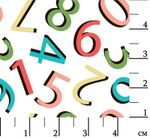 Ткань для пэчворка Peppy Грамотейка, рулон 112 см / 5 метров, ГР-06 цифры белый, Peppy