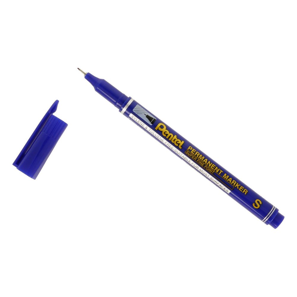 Перманентный маркер 0.4 мм, Super Fine Point, 12 шт, синий, Pentel NFS410-C