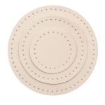 Набор заплаток пришивных из кожи, круг ⌀4см, 6см и 8см, с перфорацией, 3 шт, 100% кожа (06 бежевый), 9401