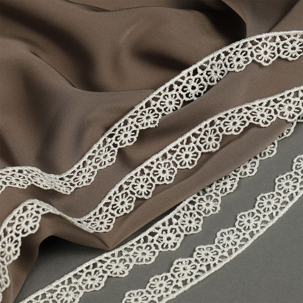 Кружево гипюр (плетёное) 15 мм цв.02 молочный, 9м, Kruzhevo