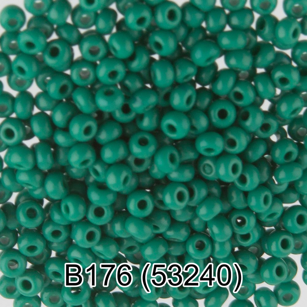 Бисер Preciosa круглый 10/0, 2.3 мм, 50 г, 1-й сорт. B176 зеленый, 53240, круглый 2