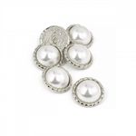 Пуговицы на ножке металлические 36L=23мм, С-MP30 цв.серебро/перламутр, 10 шт