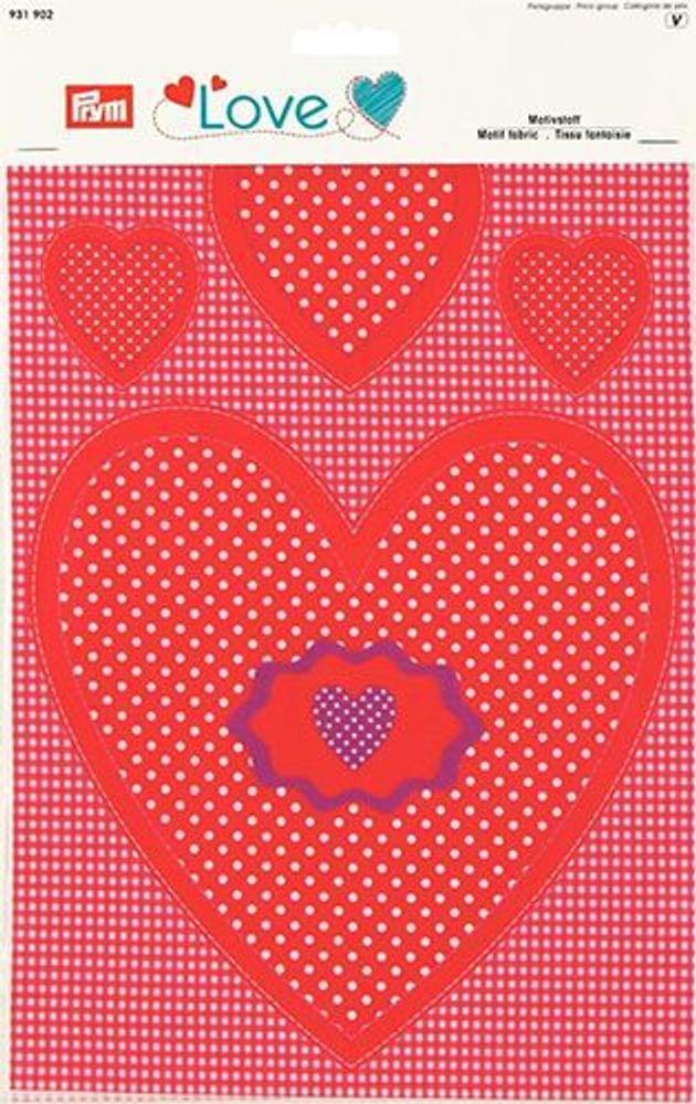 Ткань для пэчворка с рисунком Сердце, Prym Love 2шт
