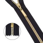 Молния спираль (витая) Т7 (7 мм) 1 зам., н/раз., 18 см, св.зол. / черн, 10 шт