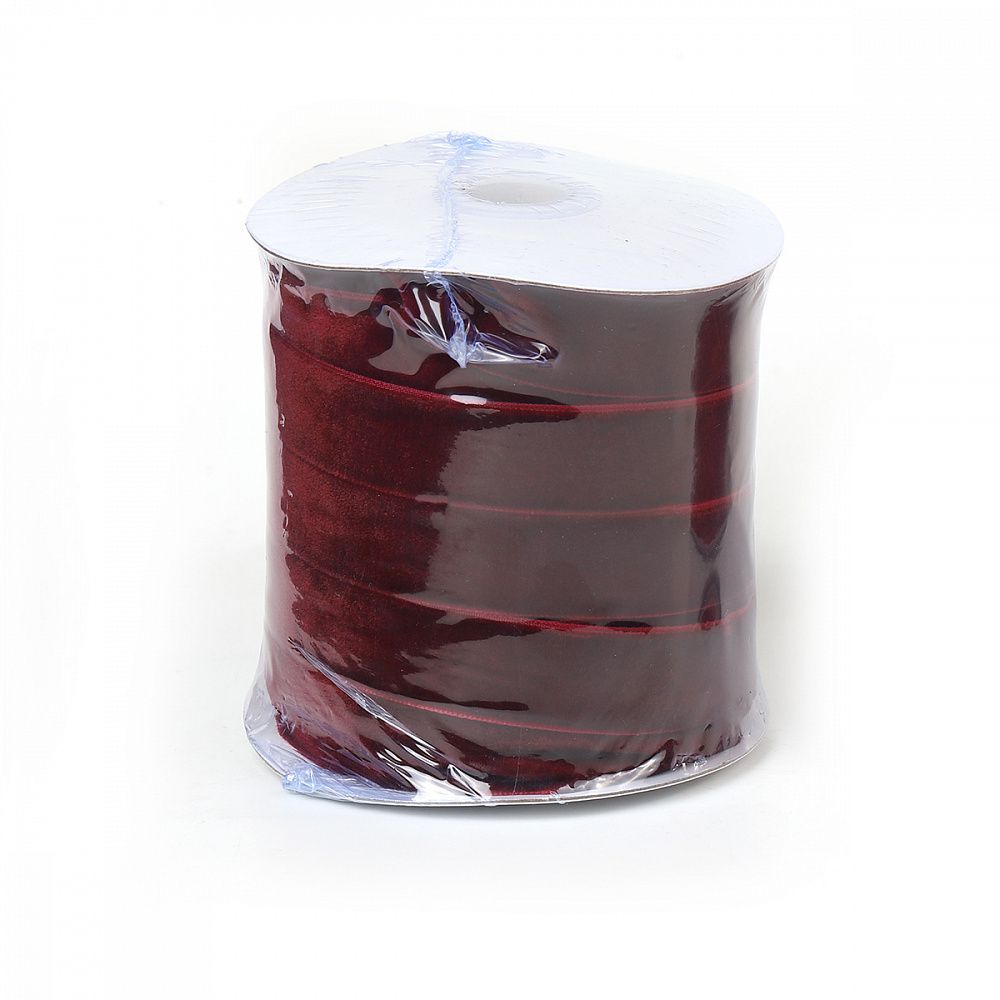 Лента бархатная (тесьма) 20.0 мм / 22.86±1 метров, арт.20VR44 нейлон цв.бордо