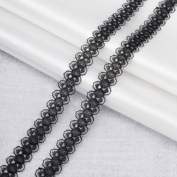 Кружево капроновое 15 мм, / 13.72 метра, ажурное, черный
