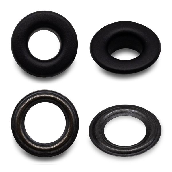 Люверсы металл ⌀_9.2 мм (внутр.), №24, h6.32 мм (внутр.), цв. черная резина, New Star, ≈100 шт