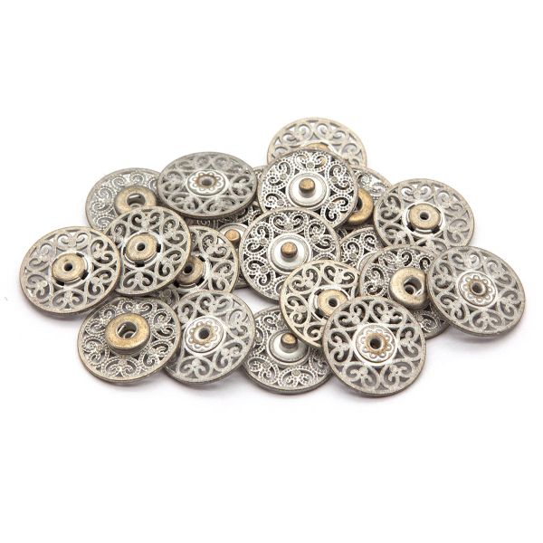 Кнопка пришивная металл ⌀23.0 мм, металл, White, уп.10 шт