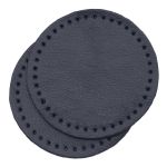 Заплатки пришивные из кожи, круг ⌀6см с перфорацией, 2 шт, 100% кожа, 05 темно-синий, 9111