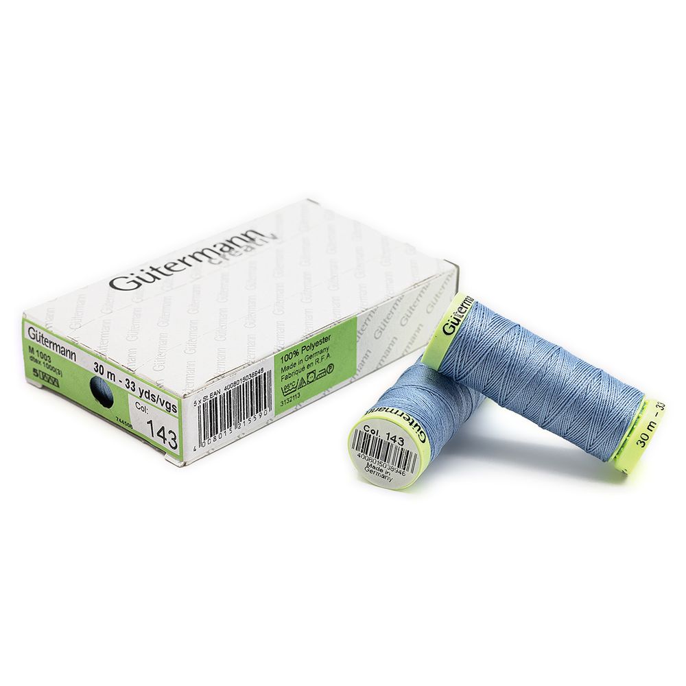 Нитки отделочные Gutermann Top Stitch, 30м, 143 серо-голубой, 5 катушек