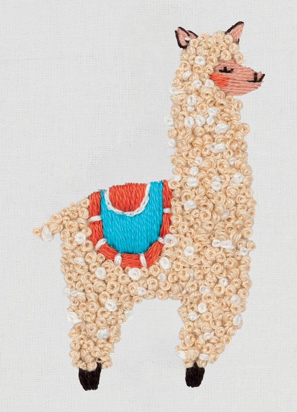 Набор для вышивания нитками Panna, Живая картина, Лама, 4х6 см