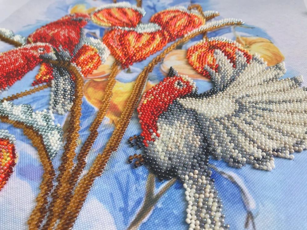 Набор для вышивания бисером Паутинка, Физалис в снегу 28х38 см