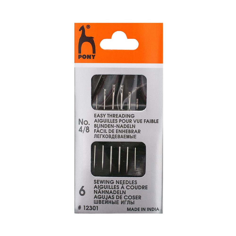 Иглы ручные с упрощенным вдеванием, №4/8, 6 шт, Pony