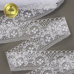 Кружево отделочное в стиле "трикотаж" 40 мм, 1660 цв.01 белый, 27.4 м