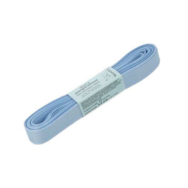 Лента репсовая нарезка 12.0 мм / 10 шт по 5.4 метра, 088 голубой, Gamma GR-12