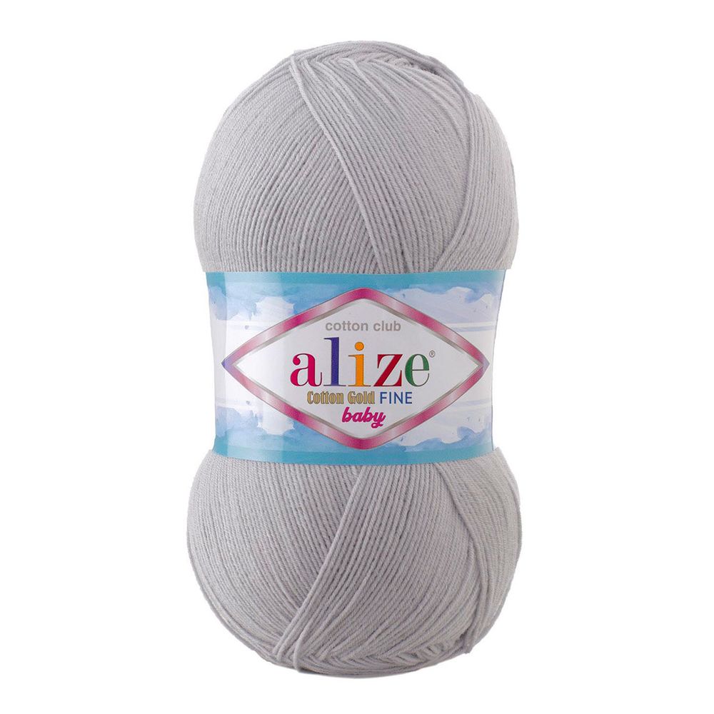 Пряжа Alize (Ализе) Cotton Gold Fine Baby / уп.5 мот. по 100 г, 470м, 200 светло-серый A /TOS/