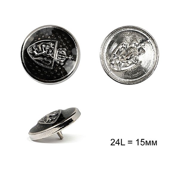 Пуговицы на ножке металл С-ME332 цв.серебро 24L-15мм, 24 шт